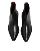 Black Leather Studded Men Short Boots Shoes