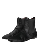 Black Leather Fur Men CHELSEA Boots Shoes