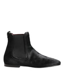 Black Leather Fur Men CHELSEA Boots Shoes