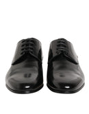 Black Calfskin Leather Derby Men Dress Shoes