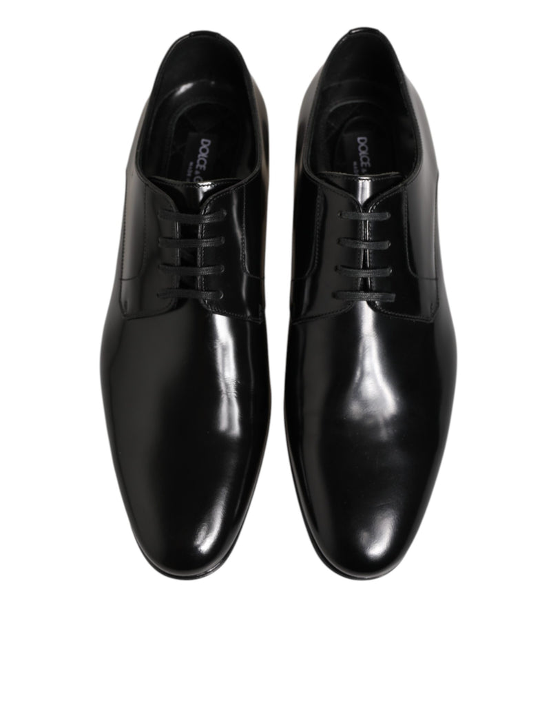 Black Calfskin Leather Derby Men Dress Shoes