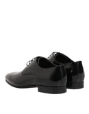 Black Calfskin Leather Derby Men Dress Shoes