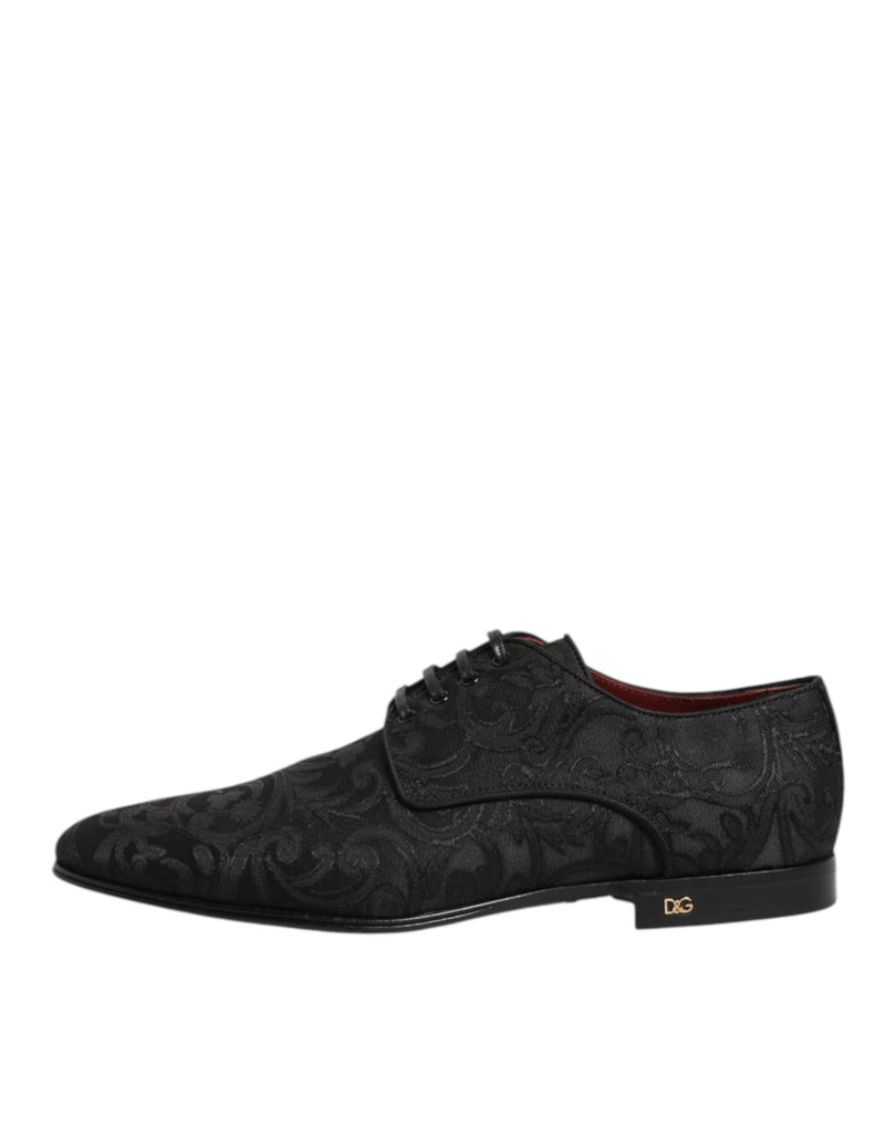 Black Brocade Lace Up Derby Men Dress Shoes