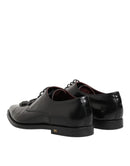 Black Leather Jeweled Crystals Derby Shoes