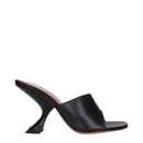 Black Leather Stiletto Heels Sandals