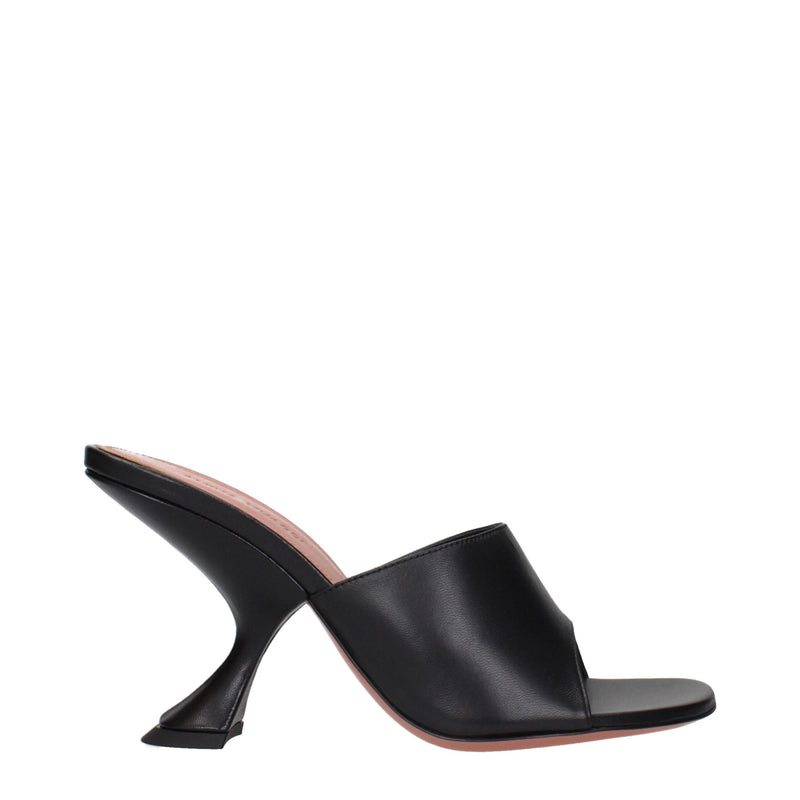 Black Leather Stiletto Heels Sandals