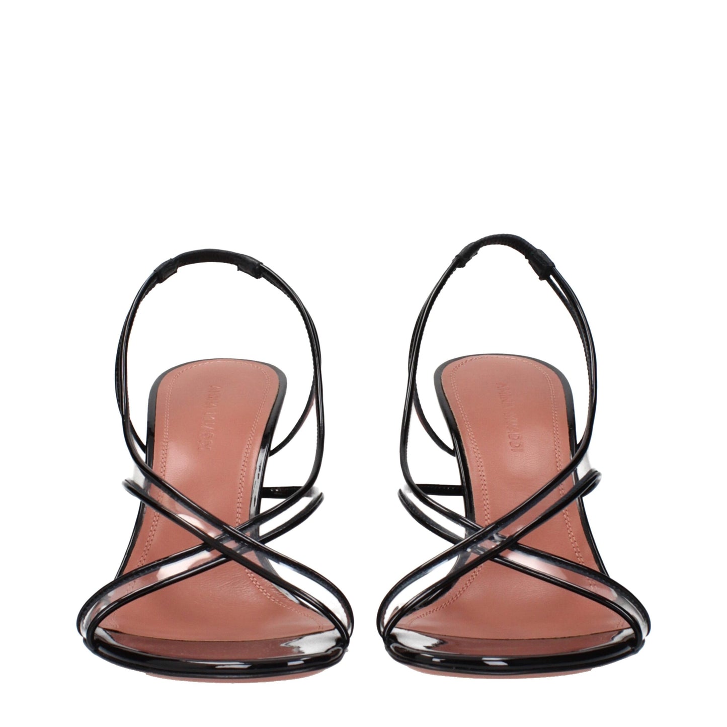 Black Leather Stiletto Heels Sandals