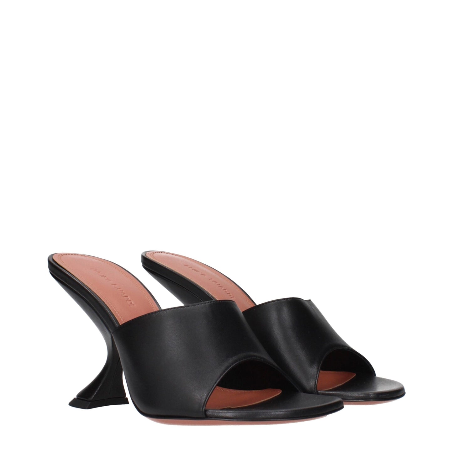 Black Leather Stiletto Heels Sandals