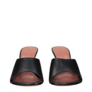 Black Leather Stiletto Heels Sandals