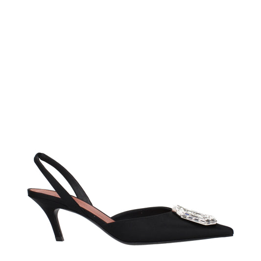 Black Satin Stiletto Heels Sandals
