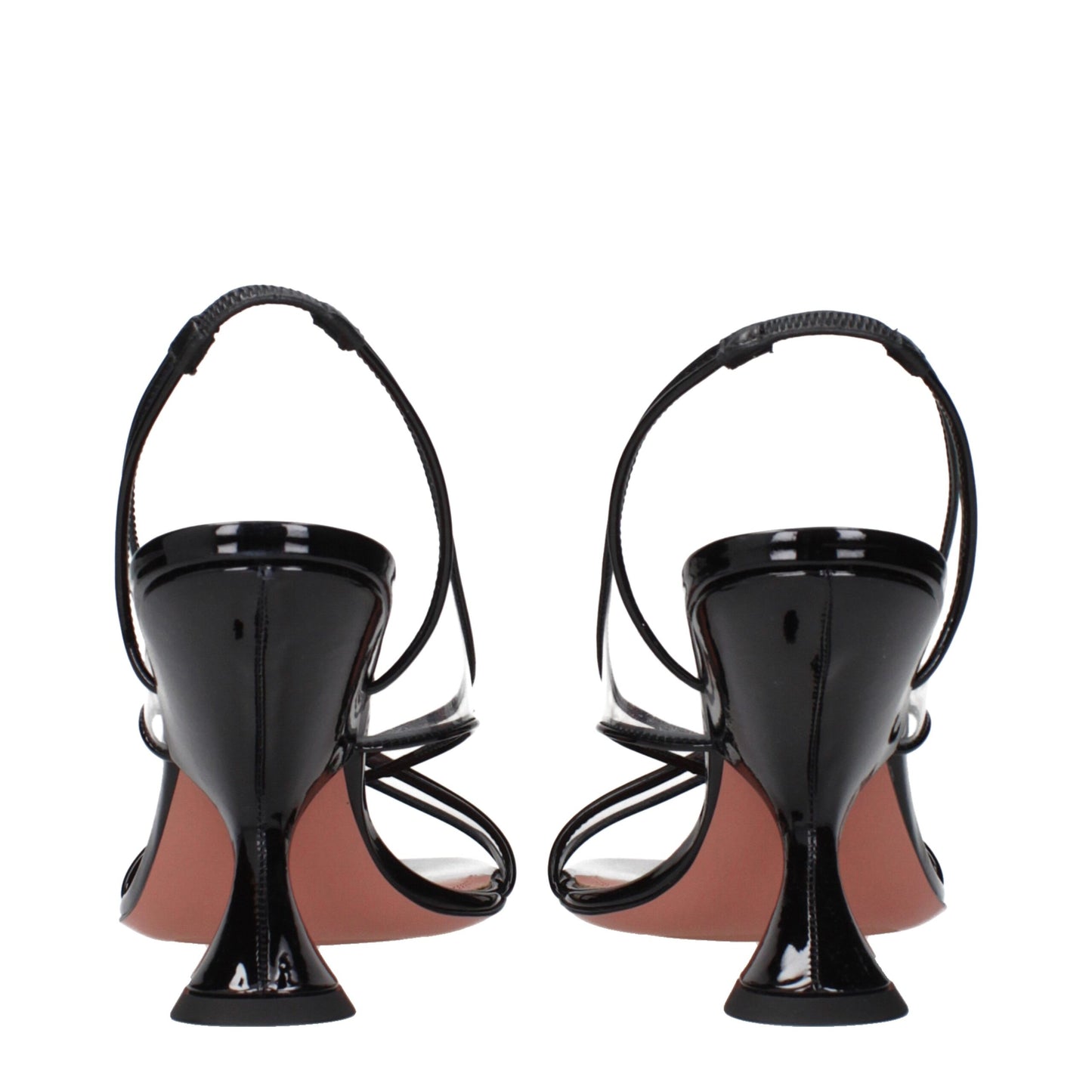 Black Leather Stiletto Heels Sandals