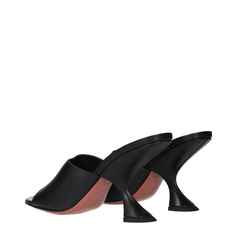 Black Leather Stiletto Heels Sandals