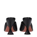 Black Leather Stiletto Heels Sandals