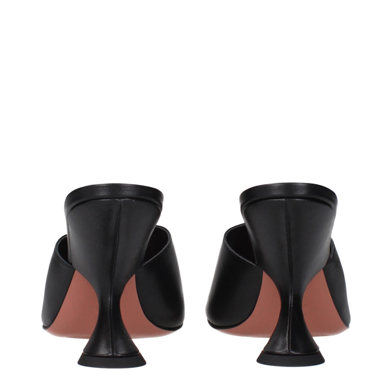 Black Leather Stiletto Heels Sandals