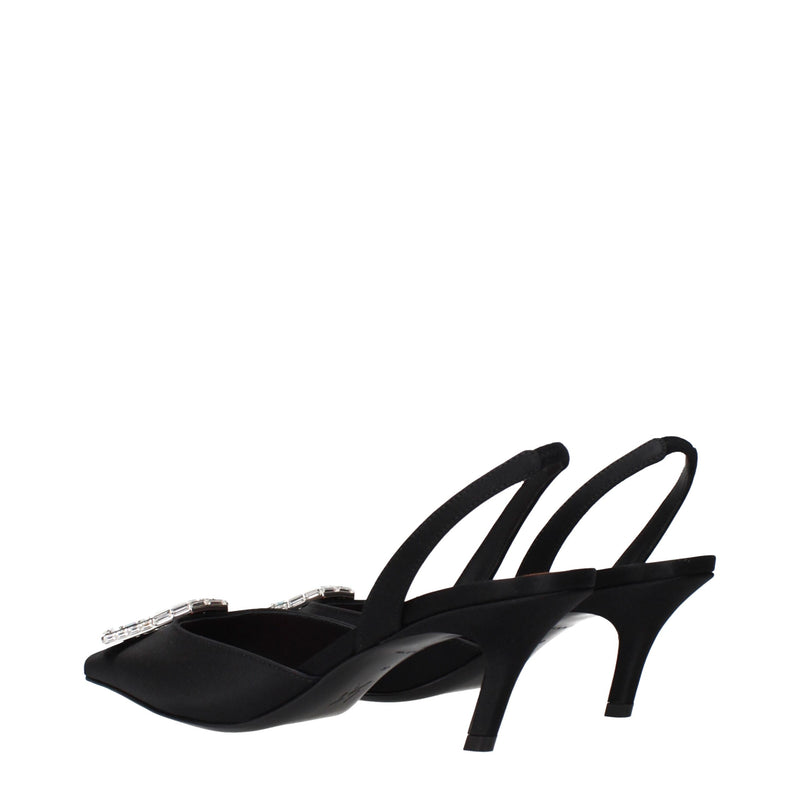 Black Satin Stiletto Heels Sandals