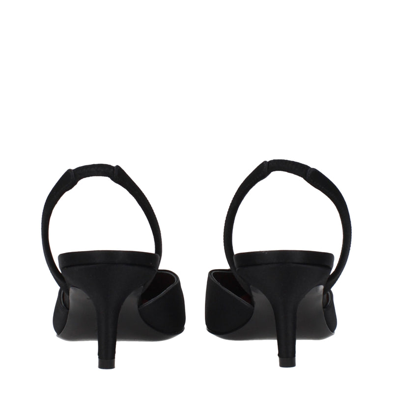 Black Satin Stiletto Heels Sandals