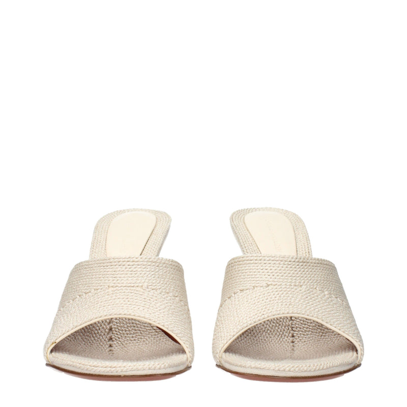 Beige Fabric Slippers Sandals