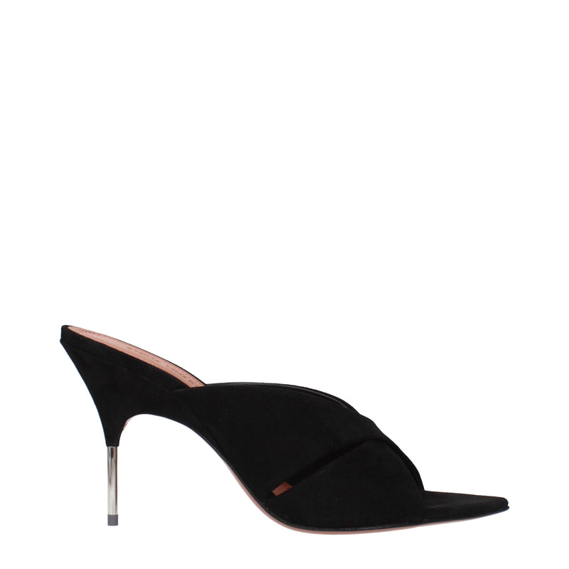 Black Leather Stiletto Heels Sandals