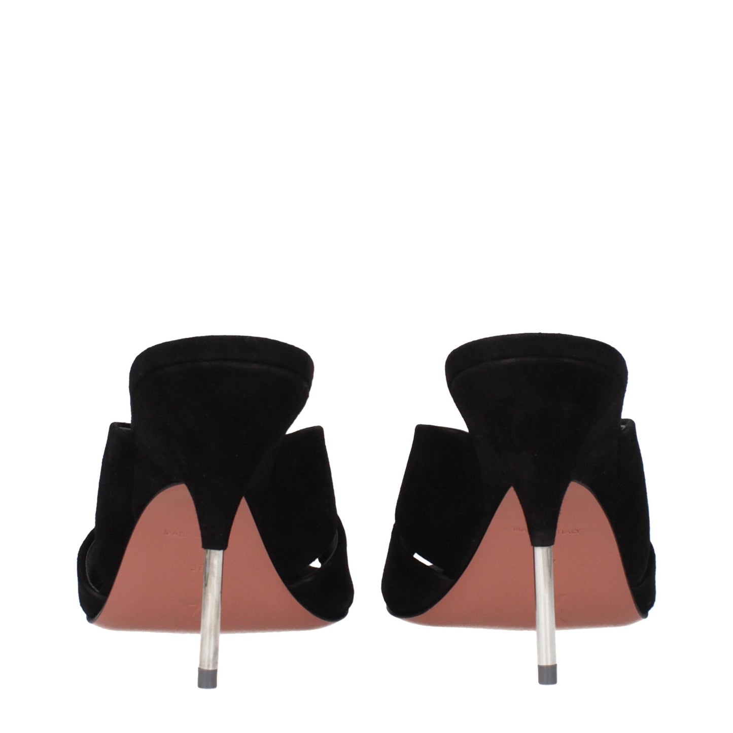 Black Leather Stiletto Heels Sandals