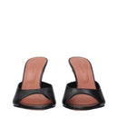 Black Leather Stiletto Heels Sandals