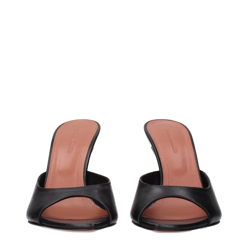 Black Leather Stiletto Heels Sandals