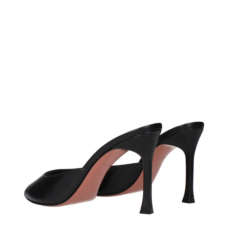 Black Leather Stiletto Heels Sandals