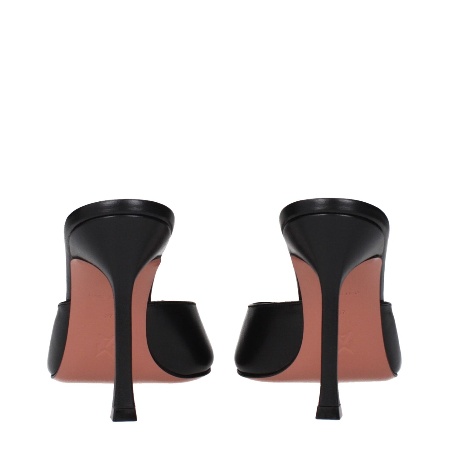 Black Leather Stiletto Heels Sandals