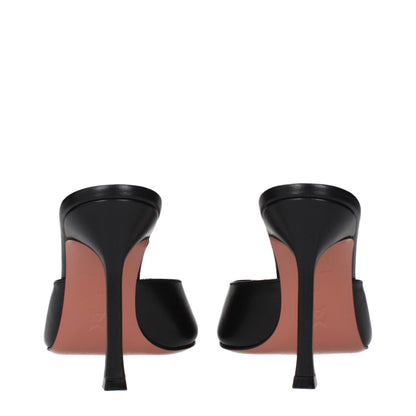 Black Leather Stiletto Heels Sandals