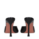 Black Leather Stiletto Heels Sandals