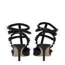 Black Leather Mid Heel Pumps