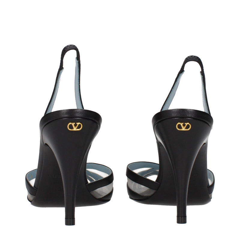 Black Leather High Heel Pumps