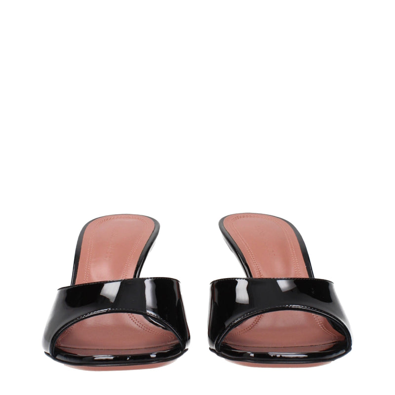 Black Leather Slippers Sandals