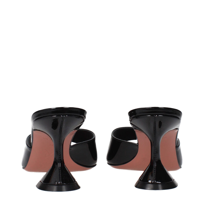 Black Leather Slippers Sandals