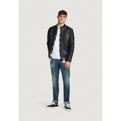 Black Artificial Leather Jackets & Coat