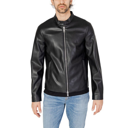 Black Polyester Jackets & Coat