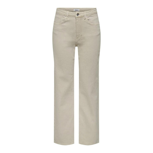 Beige Cotton Relaxed Fit Jean