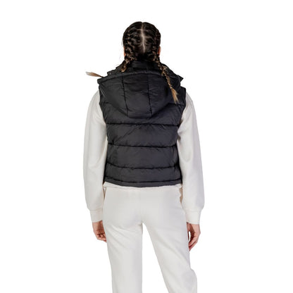 Black Polyester Sleveless Jacket