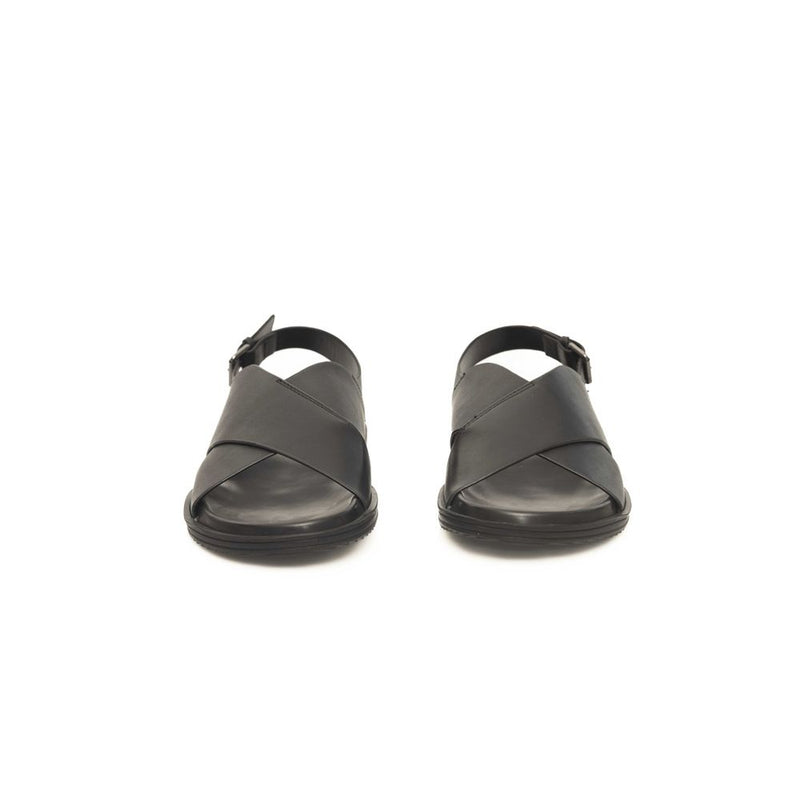 Black Cowhide Sandal