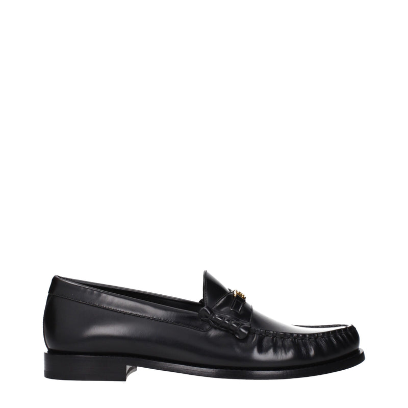 Black Leather Slip-On Loafers