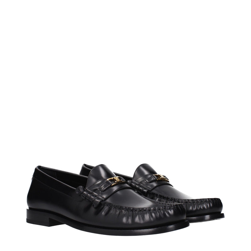 Black Leather Slip-On Loafers