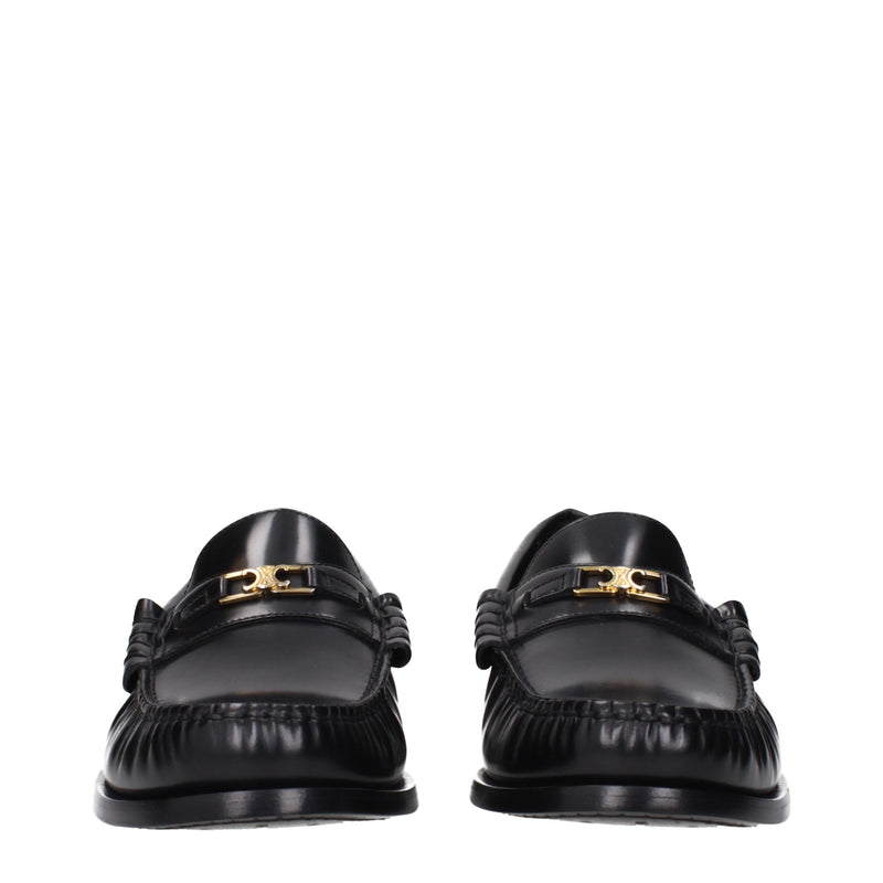 Black Leather Slip-On Loafers