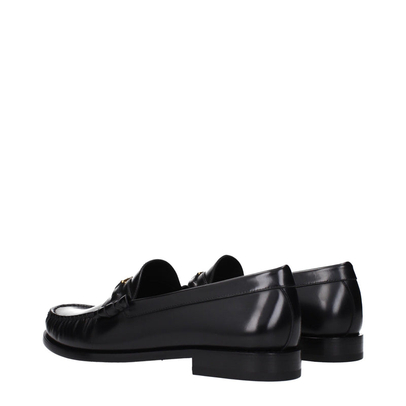 Black Leather Slip-On Loafers