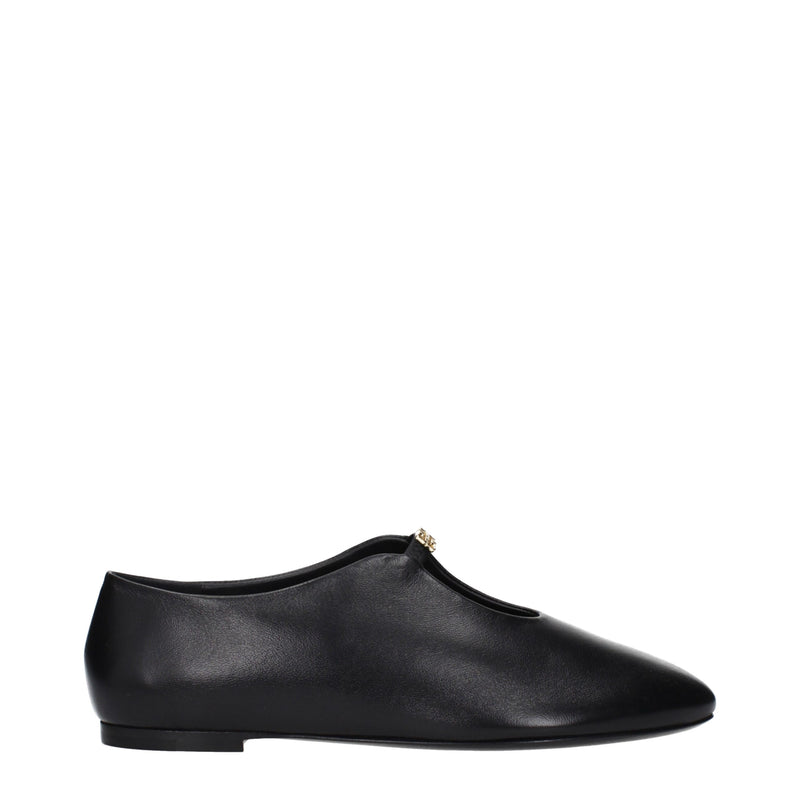 Black Leather Ballet Flats