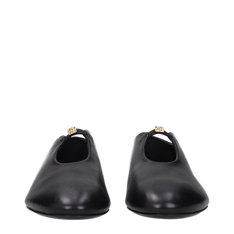 Black Leather Ballet Flats