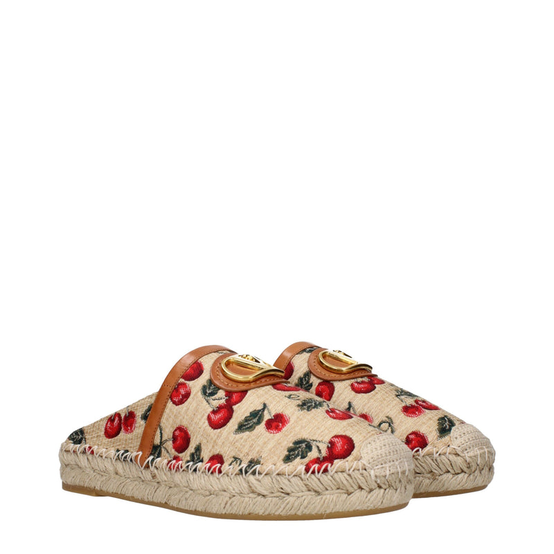 Beige Raffia Slippers Sandals