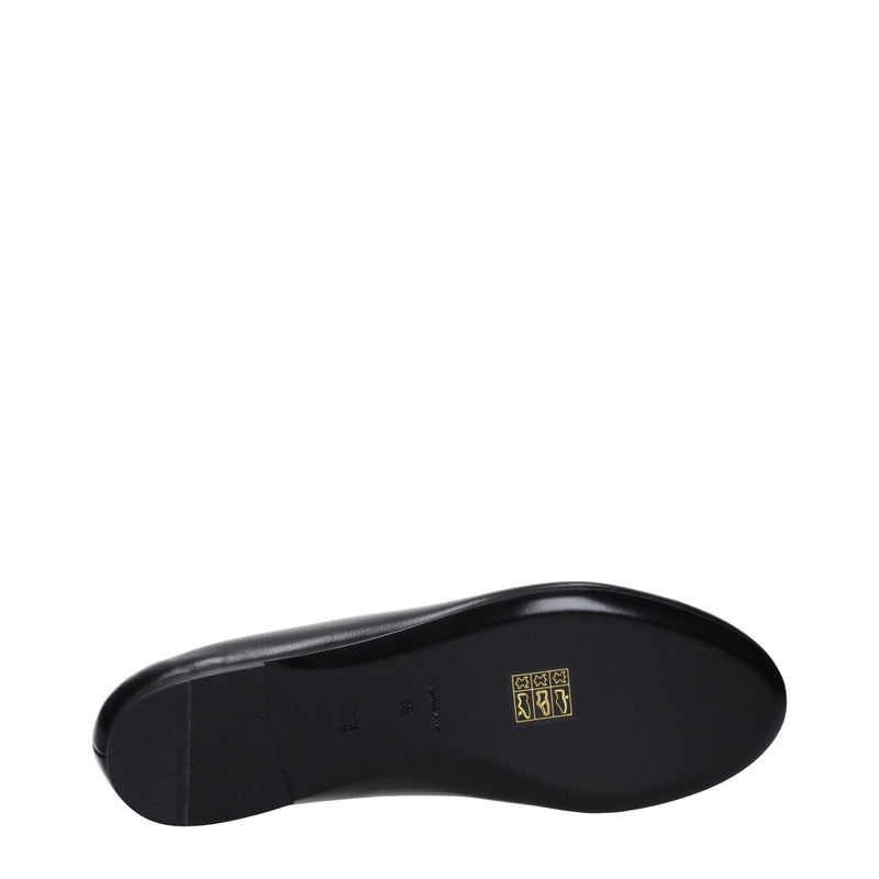 Black Leather Ballet Flats