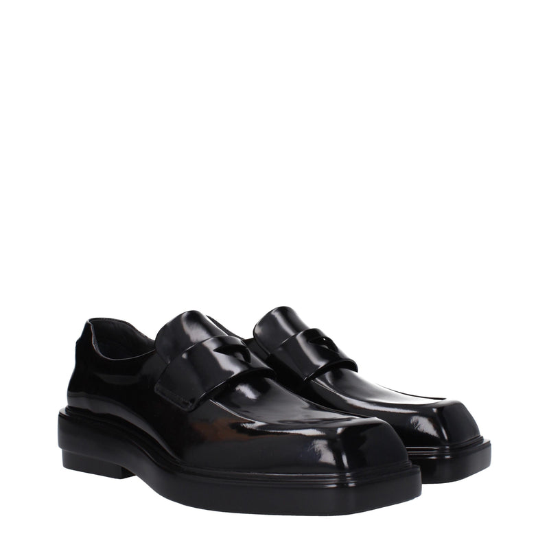 Black Leather Slip-On Loafers