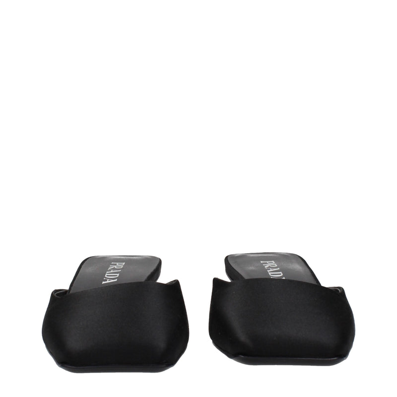 Black Satin Flat Sandals