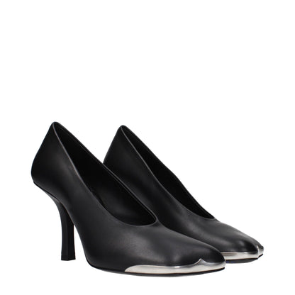 Black Leather High Heel Pumps