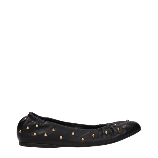Black Leather Ballet Flats